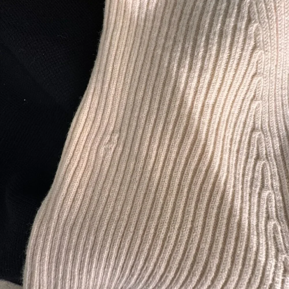 Theory Lexianna Evian Stretch Wool Blend Sweater Dress Colorblock Ivory/Black - Picture 14 of 15